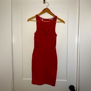 ZARA red dress with lace accents. like new.